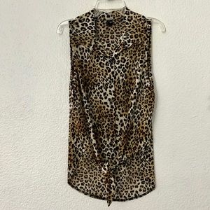 Windsor Tie-Front Cheetah Blouse